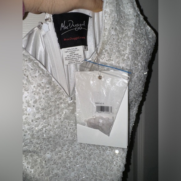 👗 NWT! Mac Duggal White Sequin & Bead Dress - Picture 14 of 16
